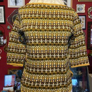 Vintage Kastle Knit Shirt 100% Cotton Geometric Print Bobbie Brooks 1960 to 1970